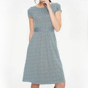Boden Amelia Blue White Geometric Jersey Dress 8R